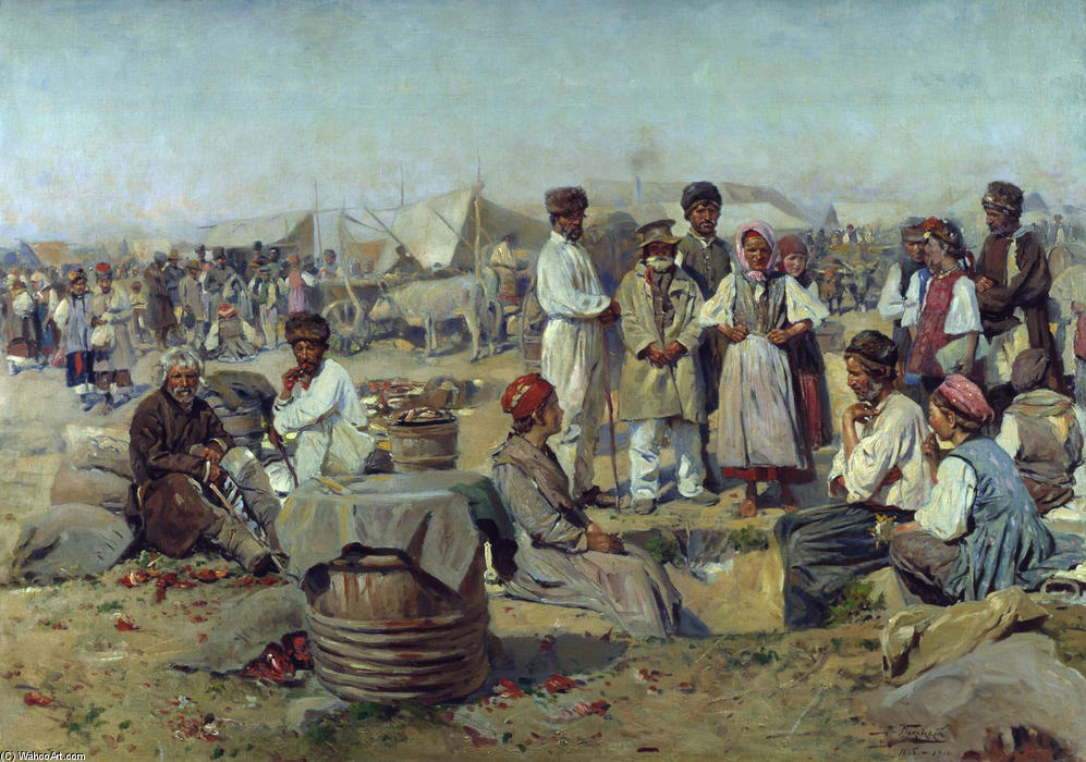 Order Oil Painting Replica Market in Poltava by Vladimir Yegorovich Makovsky (1846-1920, Russia) | ArtsDot.com