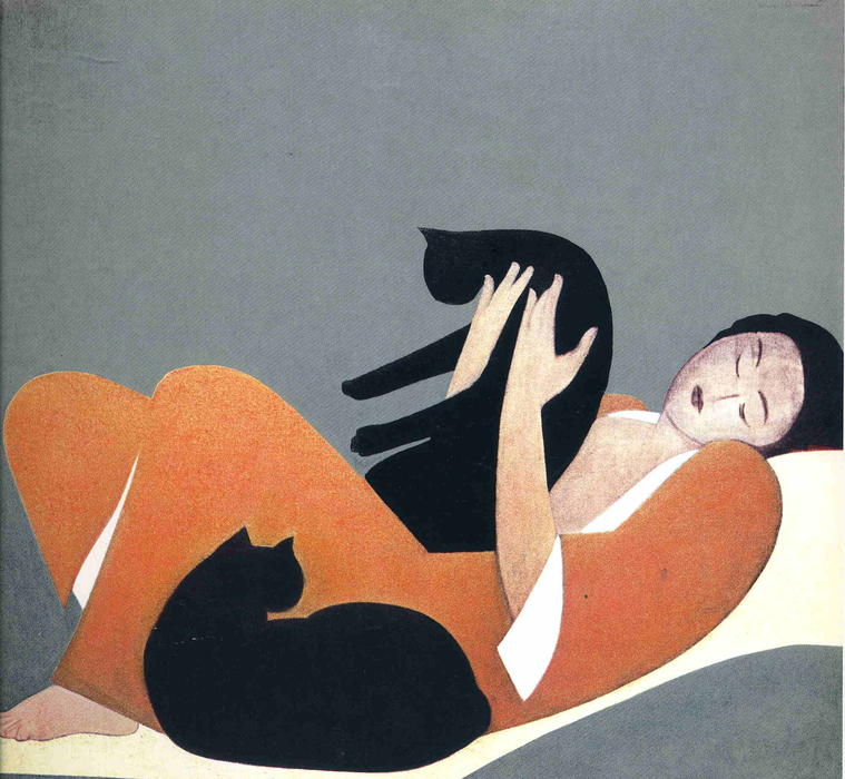 Woman and Cats, 1969 by Will Barnet (1911-2012, United States) Will Barnet | ArtsDot.com