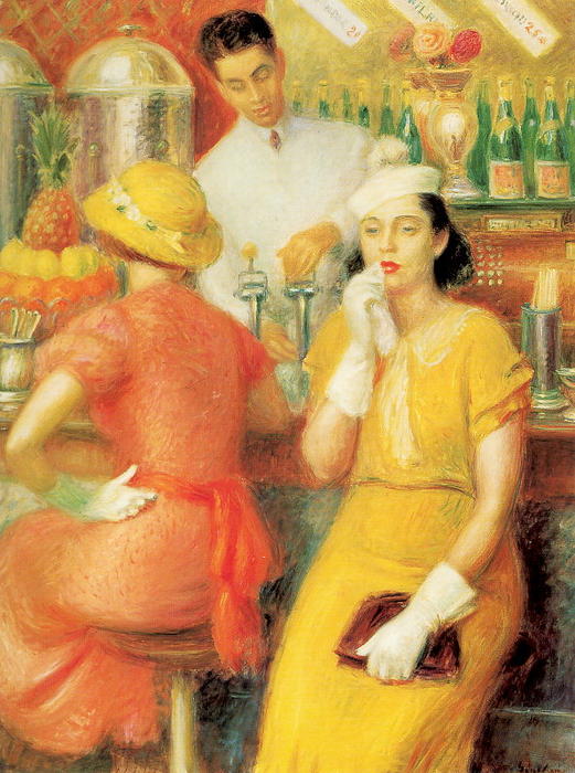 Order Oil Painting Replica Soda Fountain, 1935 by William James Glackens (1870-1938, United States) | ArtsDot.com