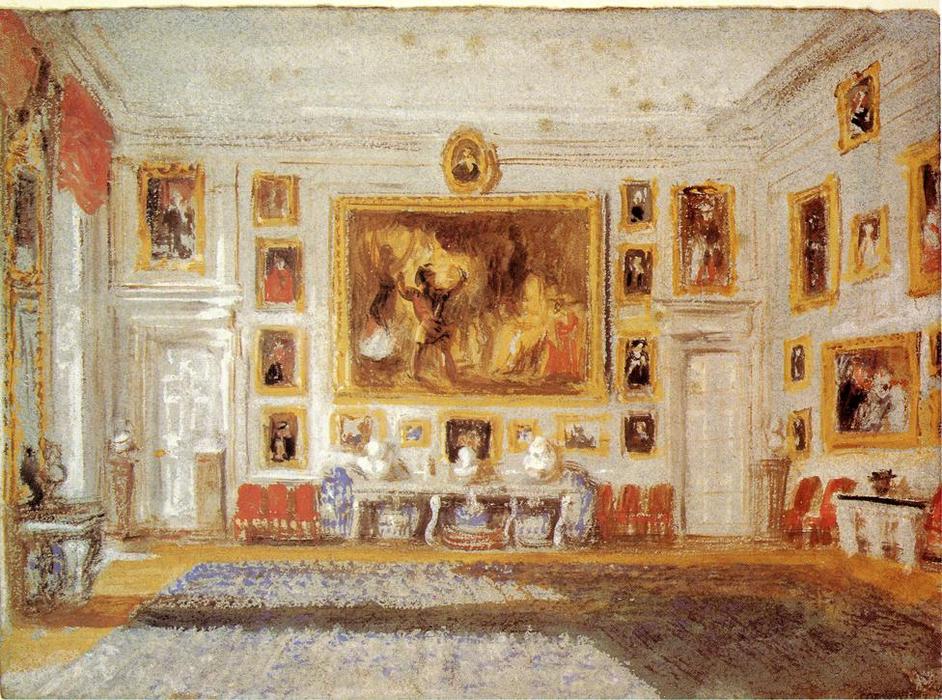 Order Oil Painting Replica Petworth, the Drawing room, Bodycolor on blue paper, 1828 by William Turner (1775-1851, United Kingdom) | ArtsDot.com