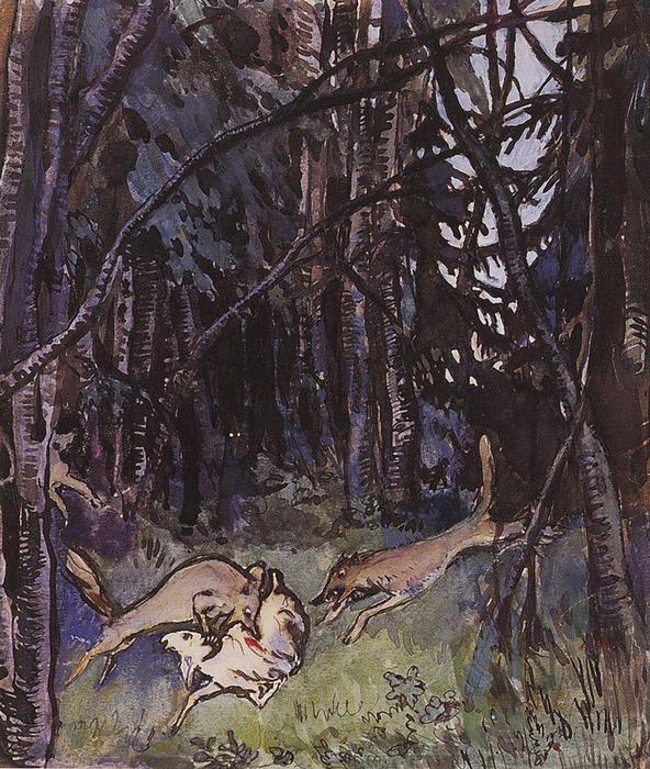 Order Artwork Replica Attacked a goat gray wolves, 1901 by Zinaida Serebriakova (Inspired By) (1884-1967, Ukraine) | ArtsDot.com