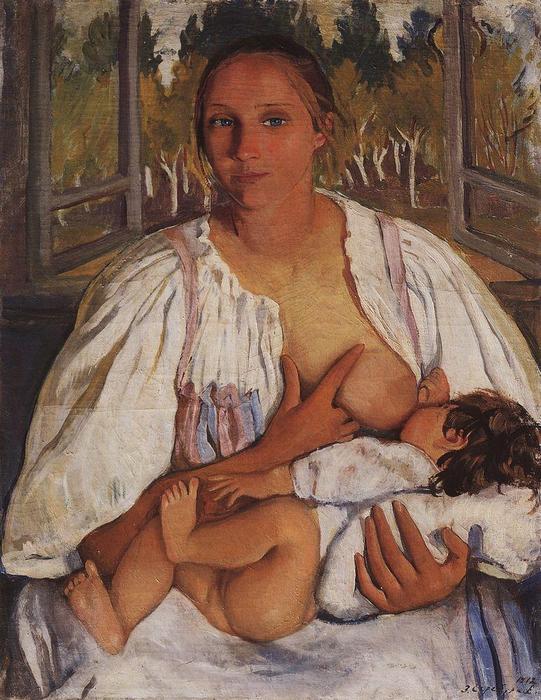 Order Paintings Reproductions Nurse with baby, 1912 by Zinaida Serebriakova (Inspired By) (1884-1967, Ukraine) | ArtsDot.com