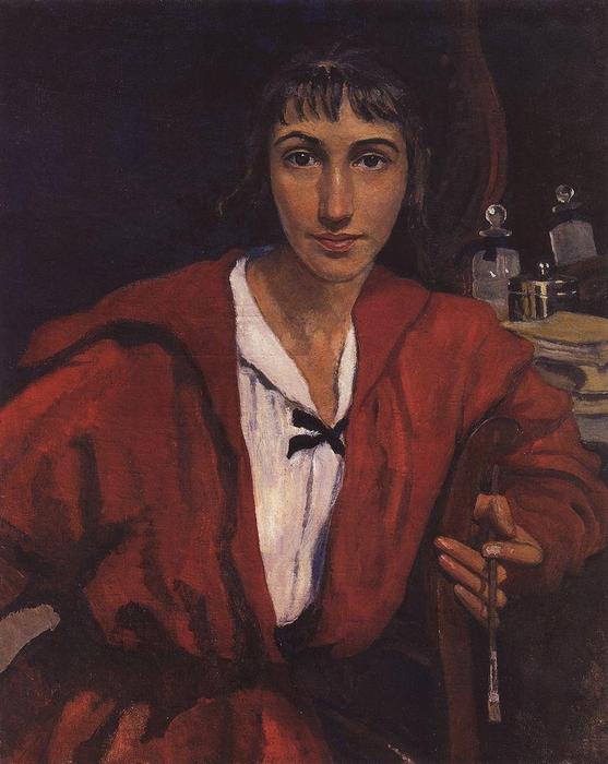 Buy Museum Art Reproductions Self-portrait in red, 1921 by Zinaida Serebriakova (Inspired By) (1884-1967, Ukraine) | ArtsDot.com