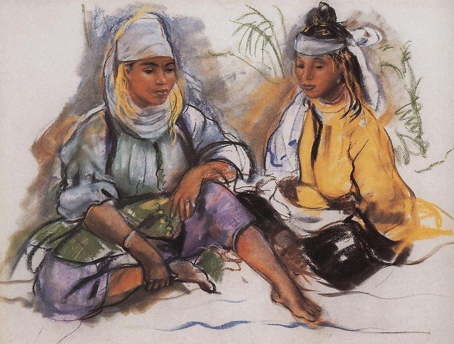 Order Oil Painting Replica Two Moroccan, 1932 by Zinaida Serebriakova (Inspired By) (1884-1967, Ukraine) | ArtsDot.com