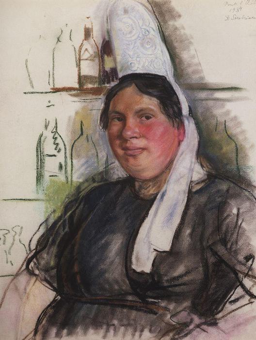 Order Paintings Reproductions Hostess bistro Mon ABBE, 1934 by Zinaida Serebriakova (Inspired By) (1884-1967, Ukraine) | ArtsDot.com