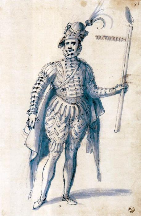 Buy Museum Art Reproductions Costume drawing for a male figure with torch, 1585 by Giuseppe Arcimboldo (1527-1593, Italy) | ArtsDot.com