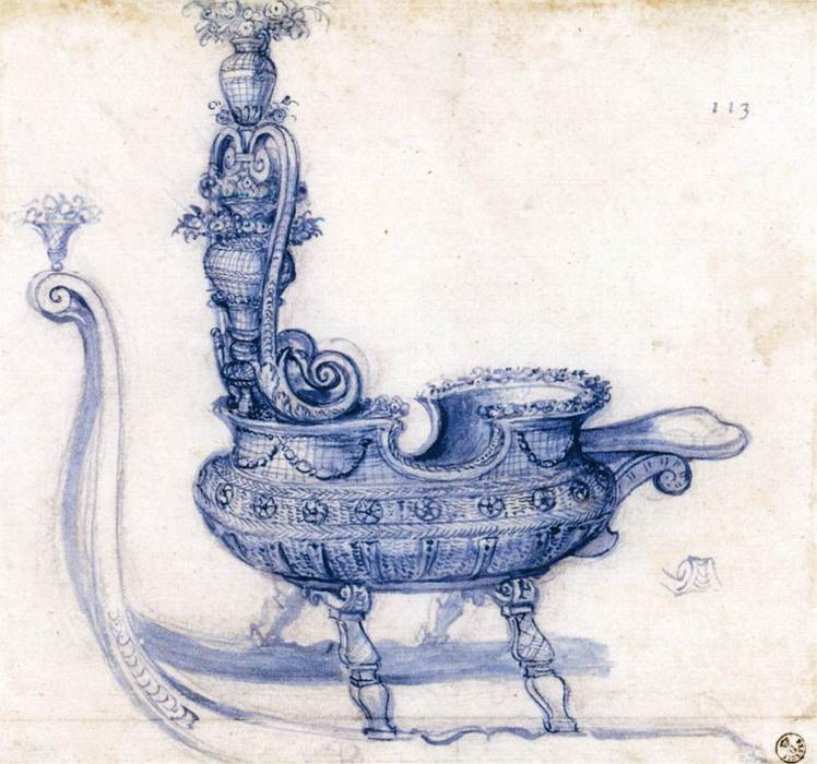 Order Artwork Replica Sketch for a Sleigh Shaped like a Basket of Flowers, 1585 by Giuseppe Arcimboldo (1527-1593, Italy) | ArtsDot.com