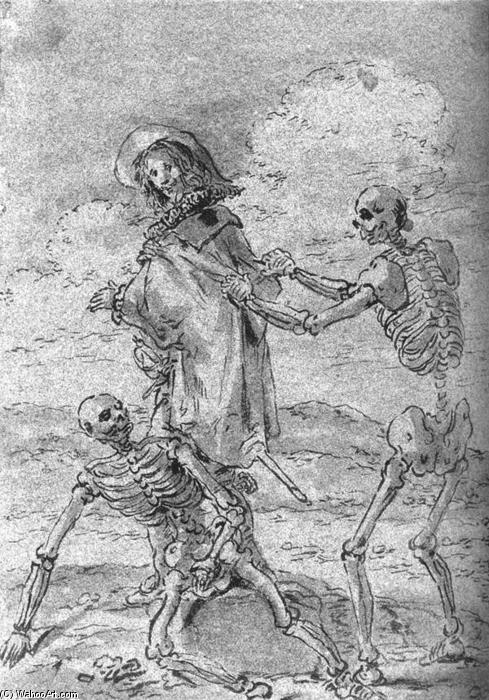 Comprar Reproducciones De Arte Del Museo Quevedo y los esqueletos de Juan de la Encina y el rey Perico, 1659 de Leonaert Bramer (1596-1674, Netherlands) | ArtsDot.com