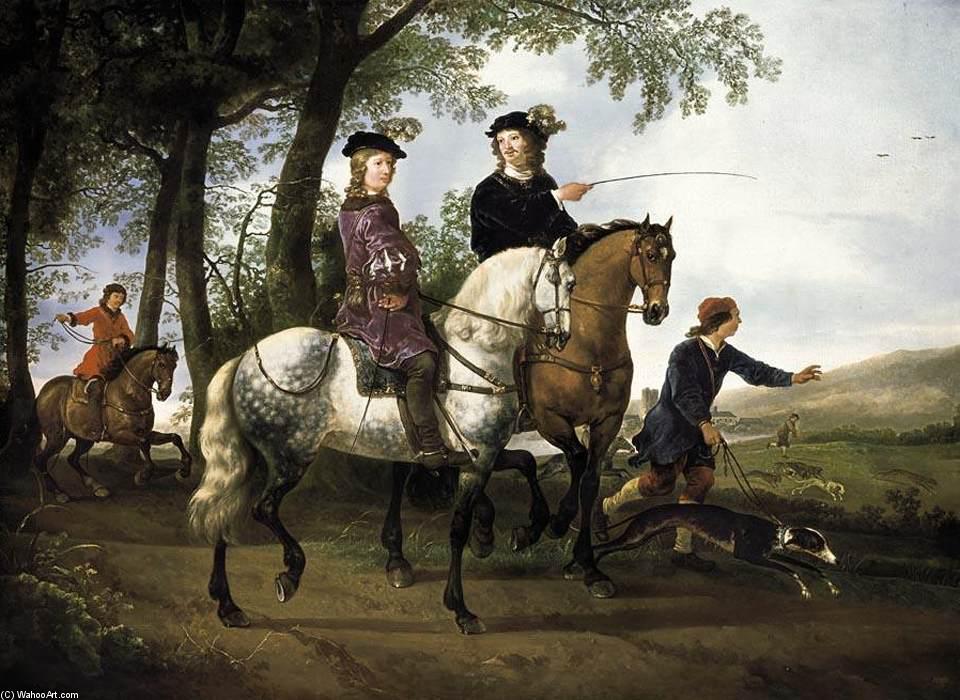 Order Oil Painting Replica Landscape with a Hunt, 1650 by Aelbert Jacobsz Cuyp (1620-1695, Netherlands) | ArtsDot.com