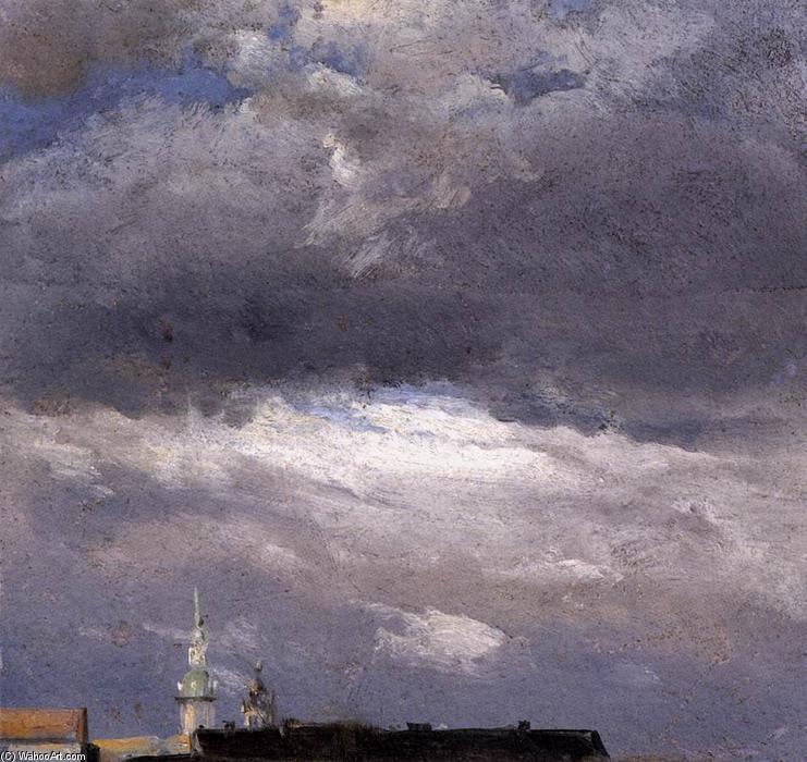 Buy Museum Art Reproductions Cloud Study, Thunder Clouds over the Palace Tower at Dresden, 1825 by Johan Christian Clausen Dahl (1788-1857, Norway) | ArtsDot.com