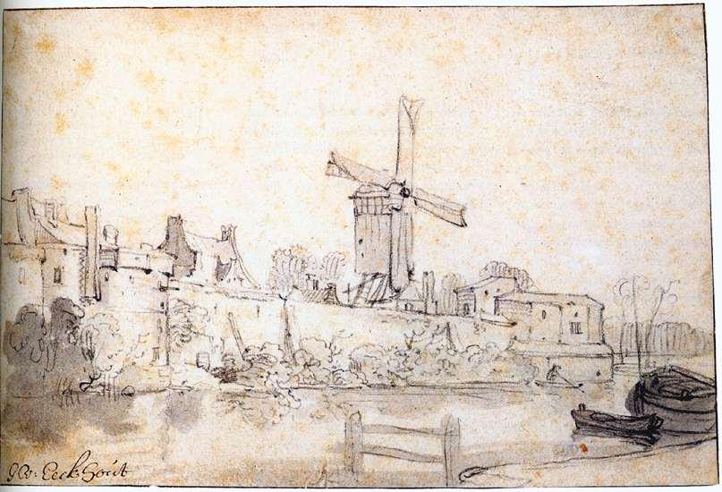Order Oil Painting Replica The City Walls of Delft with the Mill Called The Rose, 1640 by Gerbrand Van Den Eeckhout (1621-1674, Netherlands) | ArtsDot.com