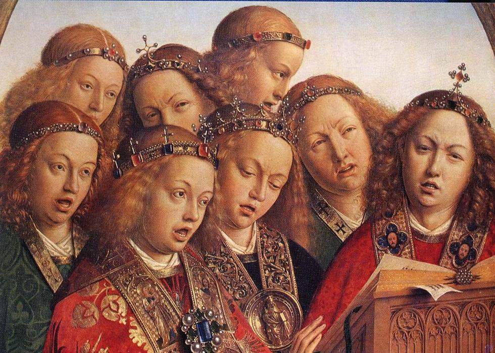 Ordinare Riproduzioni Di Quadri Il palato del ghetto: Angeli cantanti (particolare), 1427 di Jan Van Eyck (1390-1441, Netherlands) | ArtsDot.com