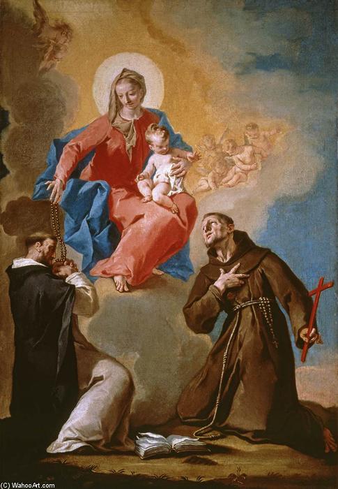 Buy Museum Art Reproductions Rosary Mother of God with Sts Dominic and Francis of Assisi by Nicola Grassi (1682-1748, Italy) | ArtsDot.com