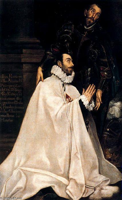 Order Oil Painting Replica Julián Romero de las Azanas and his Patron Saint, 1585 by El Greco (Doménikos Theotokopoulos) (1541-1614, Greece) | ArtsDot.com