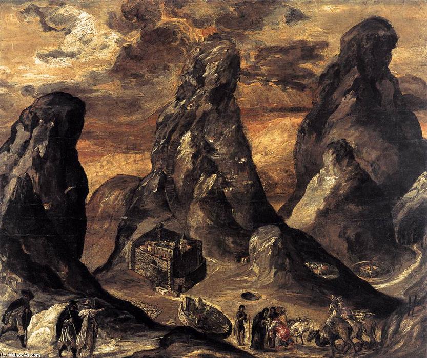 Order Paintings Reproductions Mount Sinai, 1570 by El Greco (Doménikos Theotokopoulos) (1541-1614, Greece) | ArtsDot.com
