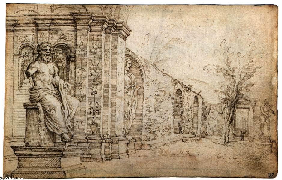 Order Paintings Reproductions Garden of the Villa Madama, 1535 by Maarten Van Heemskerck | ArtsDot.com