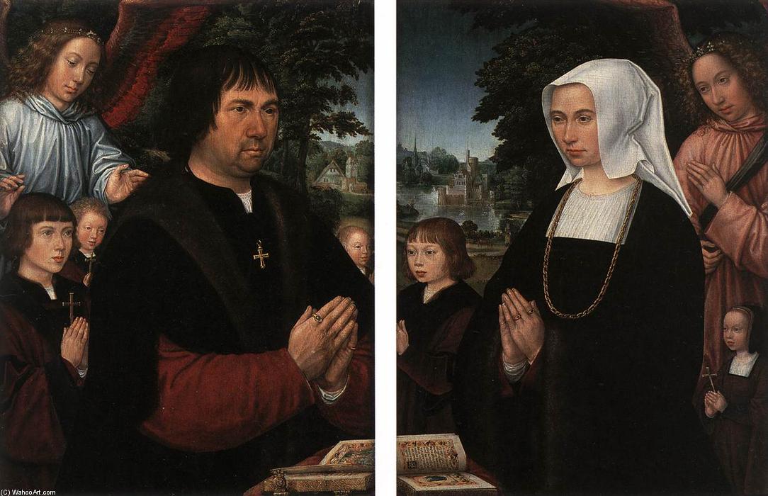 Order Paintings Reproductions Portraits of Lieven van Pottelsberghe and his Wife by Gerard Horenbout (1465-1541, Belgium) | ArtsDot.com