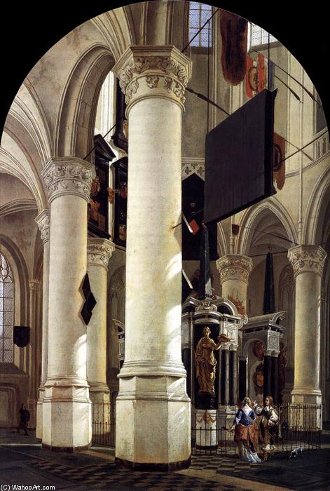 Order Art Reproductions Interior of the Nieuwe Kerk, Delft, with the Tomb of William the Silent, 1651 by Gerard Houckgeest (1600-1661, Netherlands) | ArtsDot.com