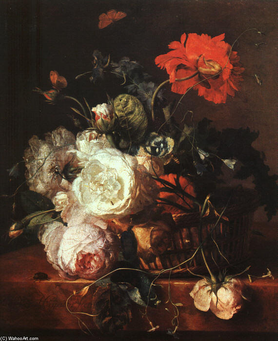 Order Oil Painting Replica Basket of Flowers by Jan Van Huysum (1682-1749, Netherlands) | ArtsDot.com