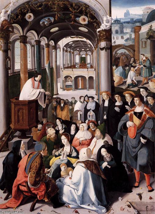 Order Paintings Reproductions Church Sermon, 1530 by Aertgen Claesz Van Leyden (1498-1564, Netherlands) | ArtsDot.com