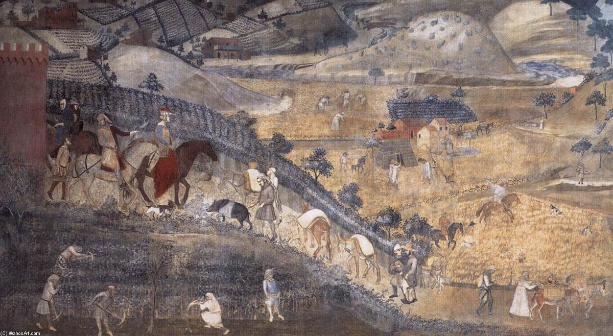 Buy Museum Art Reproductions The Effects of Good Government in the Countryside (detail), 1338 by Ambrogio Lorenzetti (1290-1348, Italy) | ArtsDot.com