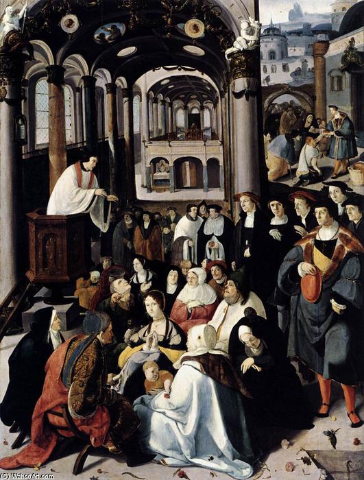 Order Oil Painting Replica Preaching in the Church, 1530 by Lucas Van Leyden (1494-1533, Netherlands) | ArtsDot.com