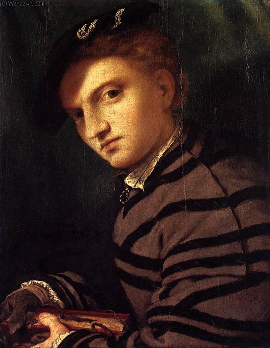 Order Artwork Replica Young Man in a Striped Coat, 1525 by Lorenzo Lotto (1480-1556, Italy) | ArtsDot.com