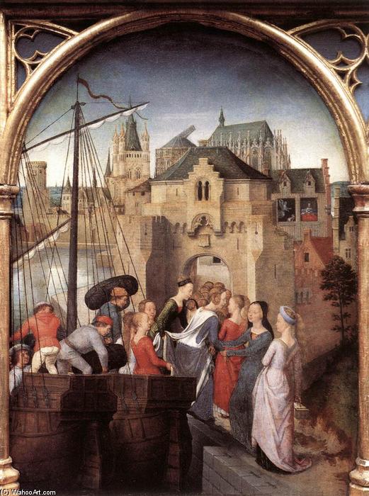 Order Paintings Reproductions St Ursula Shrine: Arrival in Cologne (scene 1), 1489 by Hans Memling (1430-1494, Germany) | ArtsDot.com