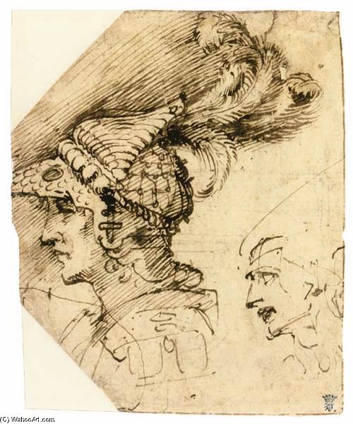 Order Art Reproductions Bust of a Warrior, and a Head in Profile, 1503 by Michelangelo Buonarroti (1475-1564, Italy) | ArtsDot.com