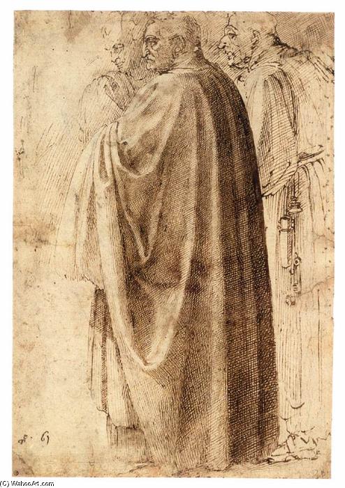 Order Oil Painting Replica Three Standing Men (recto), 1494 by Michelangelo Buonarroti (1475-1564, Italy) | ArtsDot.com