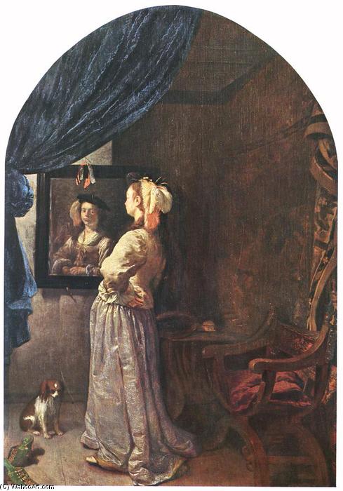Order Artwork Replica Woman before the Mirror, 1670 by Frans Van Mieris (1635-1681, Netherlands) | ArtsDot.com