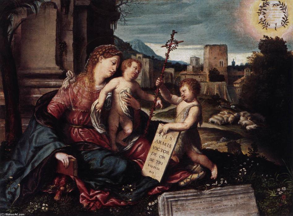 Buy Museum Art Reproductions Madonna with Child and the Young St John, 1550 by Alessandro Bonvicino (Moretto Da Brescia) (1498-1554, Italy) | ArtsDot.com