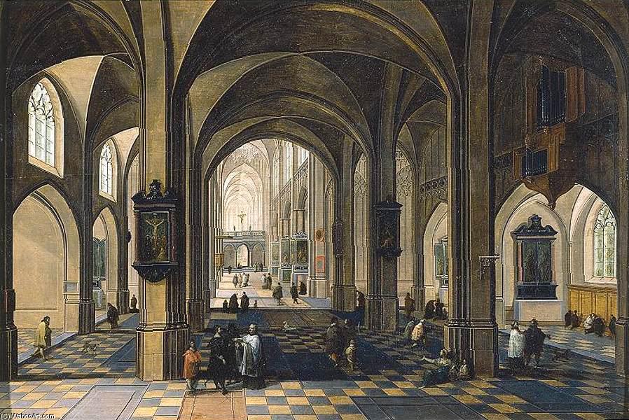 Buy Museum Art Reproductions Interior of a Gothic Cathedral by Peeter Neeffs The Elder | ArtsDot.com