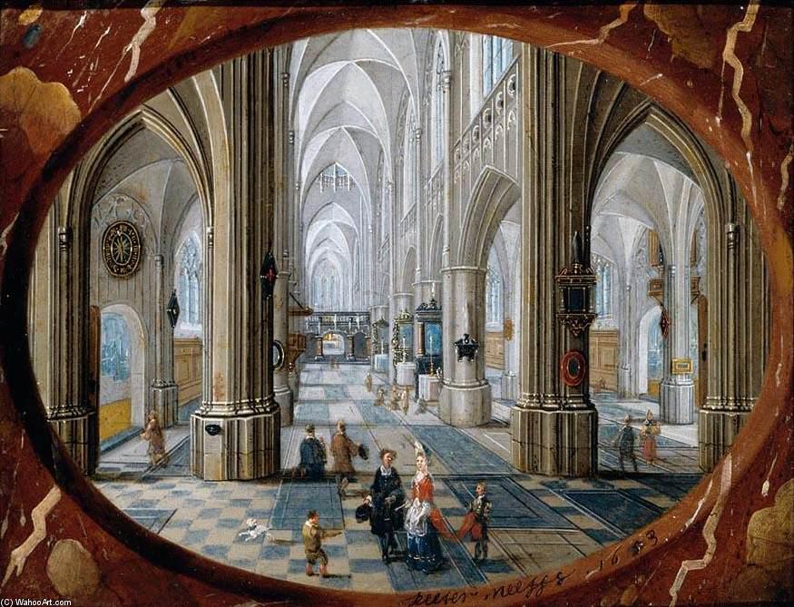 Order Art Reproductions Interior of a Gothic Church, 1653 by Peeter Neeffs The Younger | ArtsDot.com