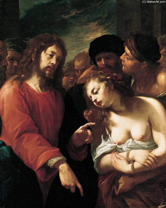 Order Oil Painting Replica Christ and the Woman Taken in Adultery by Giuseppe Nuvolone (1619-1703, Italy) | ArtsDot.com