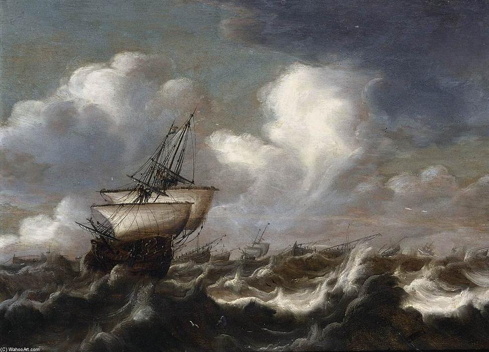 Buy Museum Art Reproductions Shipping at Sea in a Light Breeze by Bonaventura Peeters I | ArtsDot.com