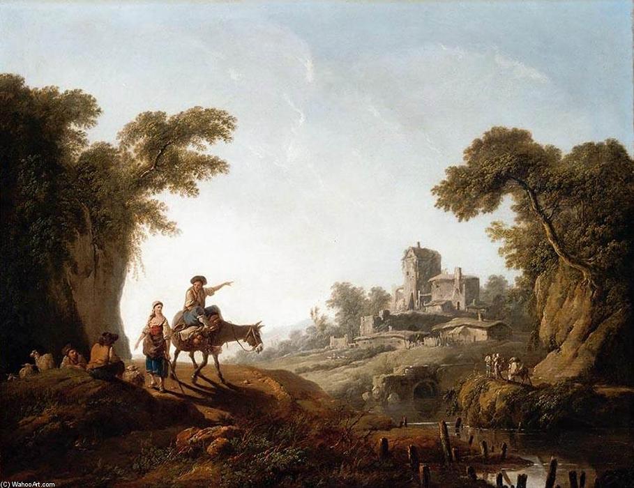 Order Art Reproductions River Landscape by Jean Baptiste Pillement (1728-1808, France) | ArtsDot.com