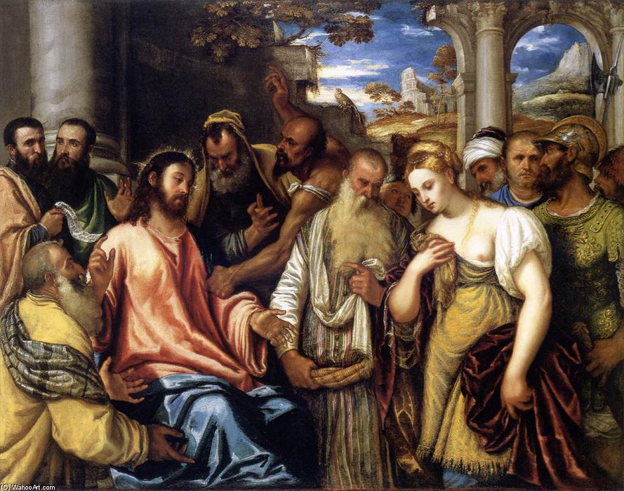 Order Paintings Reproductions Christ and the Adulteress by Polidoro Da Lanciano (1515-1565, Italy) | ArtsDot.com