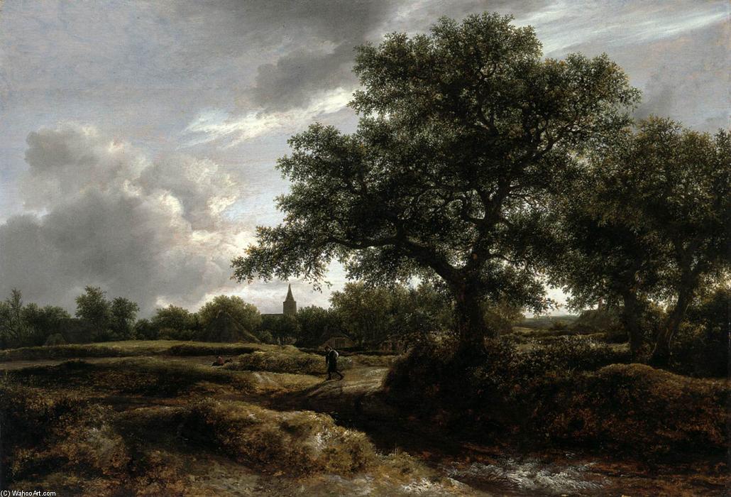Order Oil Painting Replica Landscape with a Village in the Distance, 1646 by Jacob Isaakszoon Van Ruisdael (Ruysdael) (1629-1682, Netherlands) | ArtsDot.com