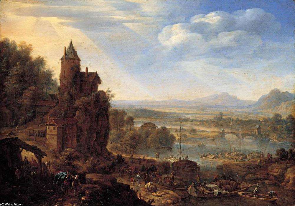 Buy Museum Art Reproductions An Extensive Rhenish River Landscape, 1664 by Herman Saftleven The Younger (1609-1685) | ArtsDot.com