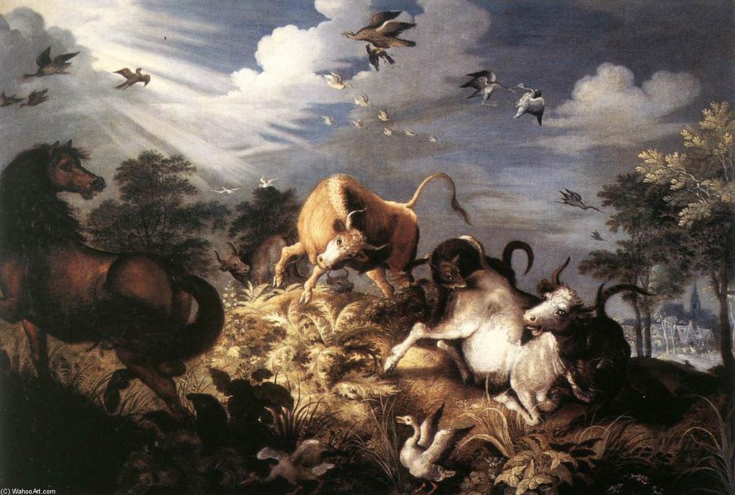 Order Artwork Replica Horses and Oxen Attacked by Wolves by Roelant Savery (1576-1639) | ArtsDot.com