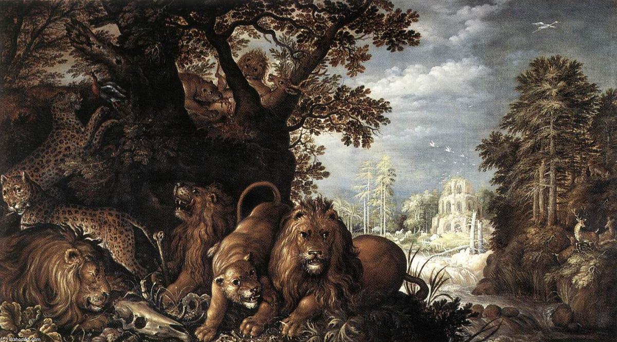 Buy Museum Art Reproductions Landscape with Wild Animals by Roelandt Savery (1576-1639, Belgium) | ArtsDot.com