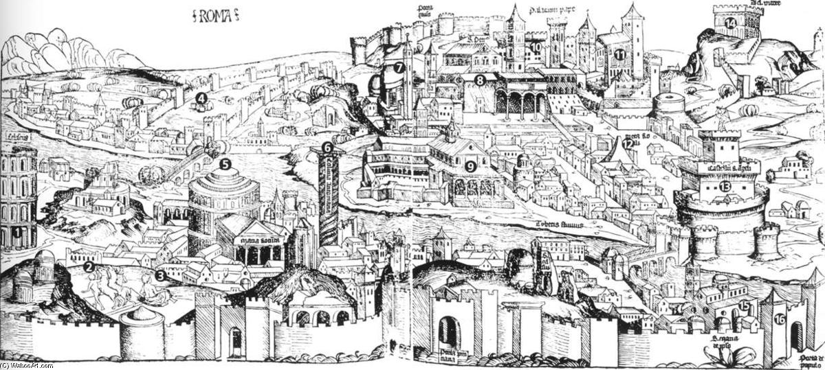Order Oil Painting Replica Nuremberg Chronicle: View of Rome, 1493 by Hartmann Schedel (1440-1514, Germany) | ArtsDot.com