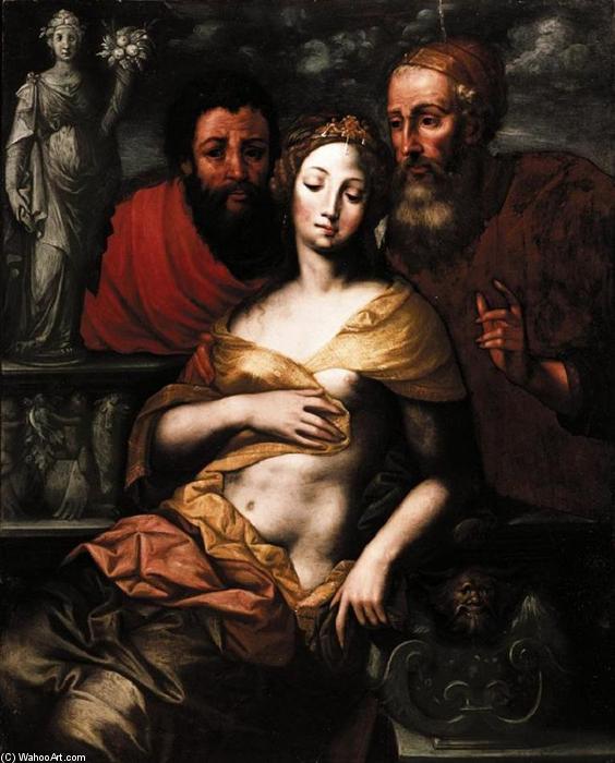 Order Paintings Reproductions Susanna and Elders by Vincent Sellaer (1500-1589, Belgium) | ArtsDot.com