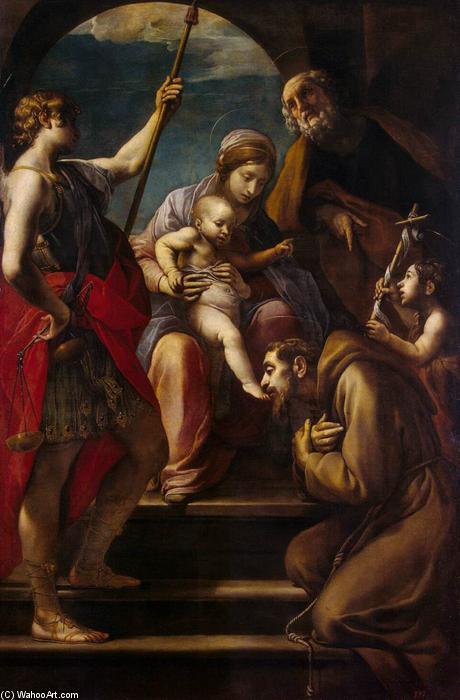 Order Artwork Replica Holy Family with Saints, 1620 by Alessandro Tiarini (1577-1668, Italy) | ArtsDot.com