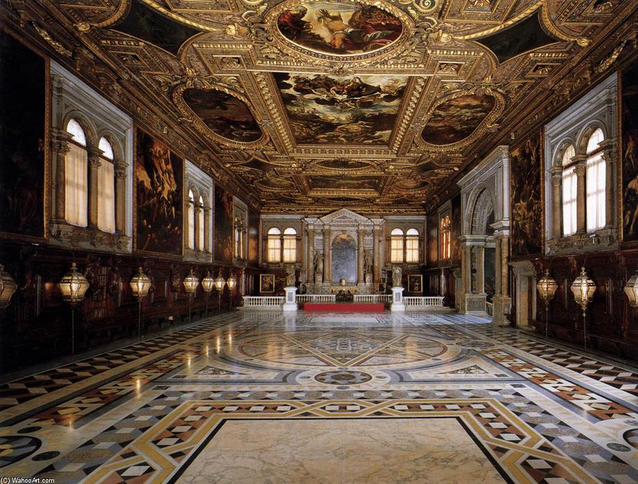 Bestellen Gemälde Reproduktionen Blick auf den Sala Superiore, 1576 von Tintoretto (Jacopo Comin) (1518-1594, Italy) | ArtsDot.com