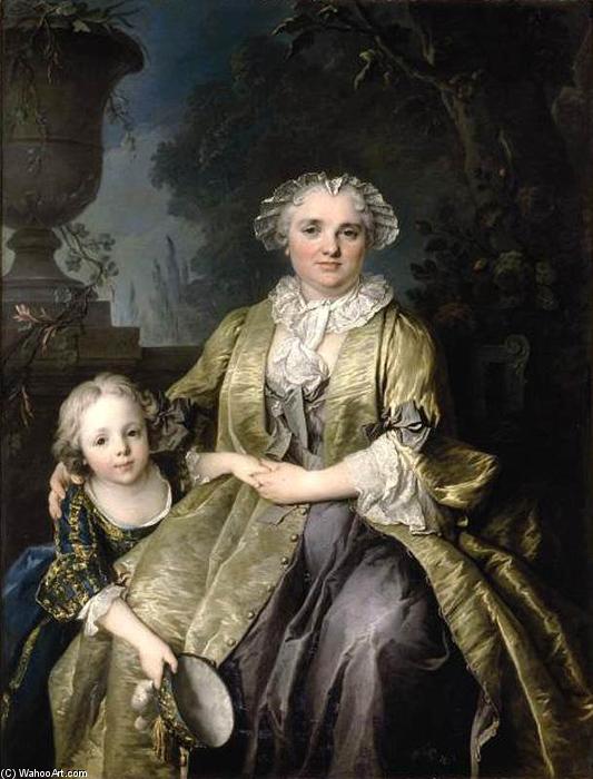 Order Art Reproductions Portrait of a Lady and Her Daughter, 1747 by Jean Louis Tocqué (1696-1772, France) | ArtsDot.com