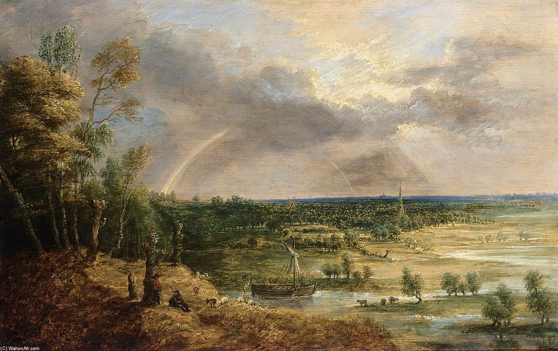Buy Museum Art Reproductions Panoramic River Landscape by Lucas Van Uden (1595-1672, Belgium) | ArtsDot.com