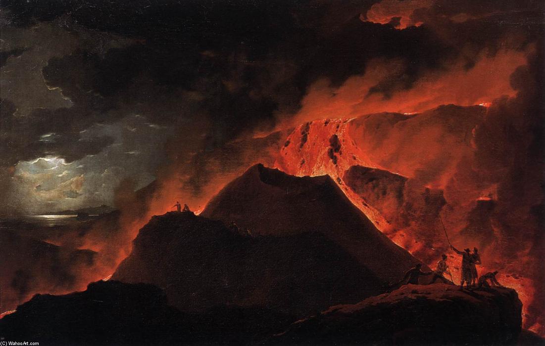 Buy Museum Art Reproductions The Summit of Vesuvius Erupting by Michael Wutky (1739-1822, Austria) | ArtsDot.com