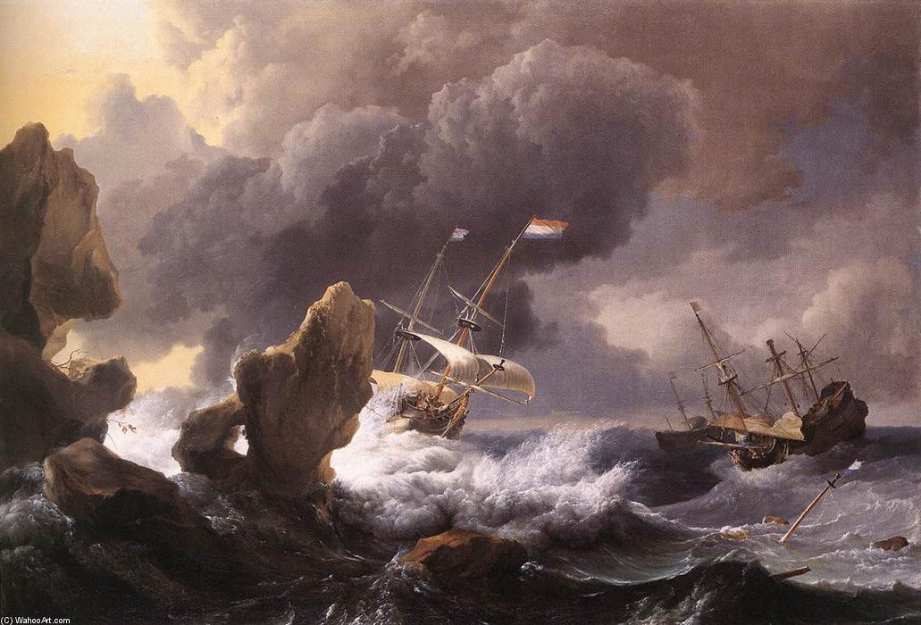 Order Art Reproductions Ships in Distress off a Rocky Coast, 1667 by Ludolf Backhuysen | ArtsDot.com
